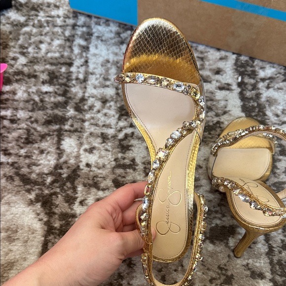 Jessica Simpson Gold Rhinestone Heels - Picture 11 of 11